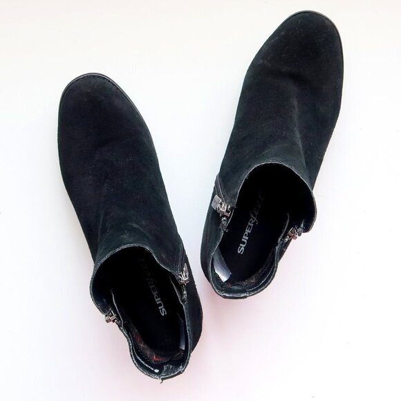 Blondo Waterproof Black Suede Leather Block Heel Ankle Boots Booties Size 10 - Picture 15 of 16